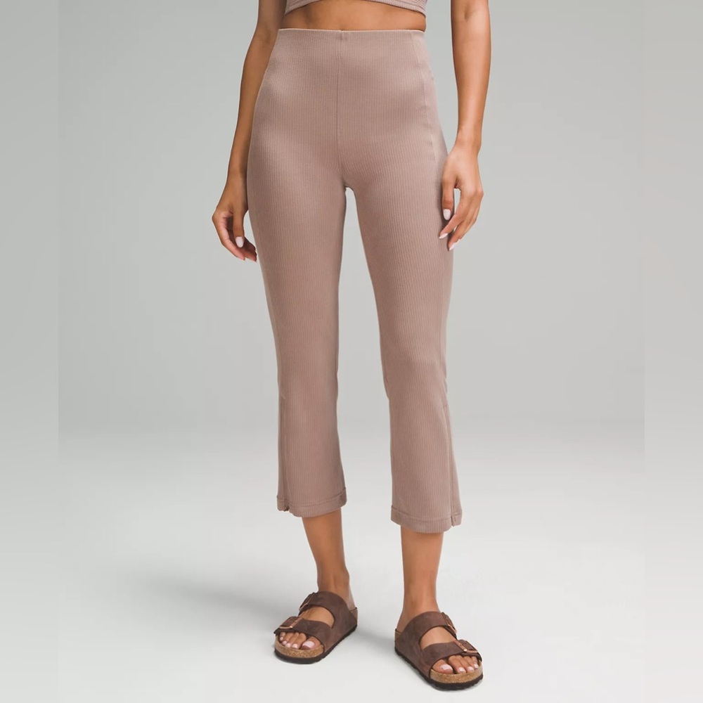 Lululemon Ribbed Softstreme Zip Leg HR Crop Pant 25" size 4 Taupetastic TPTC